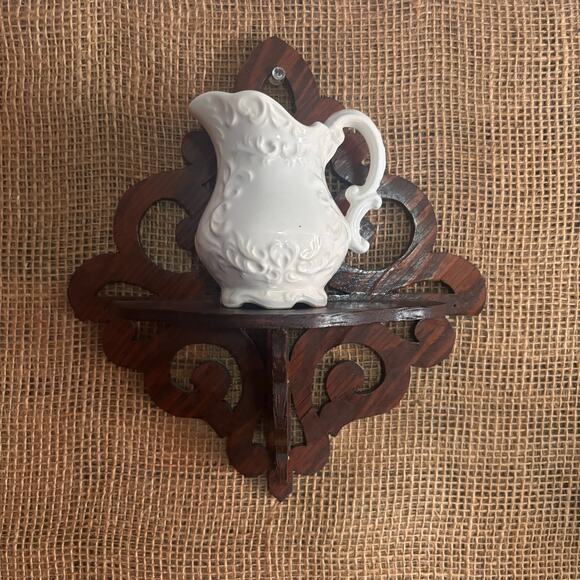 Other - Vintage Dark Walnut Wood Shelf Ornate Fretwork Design 9" x 9.5"
